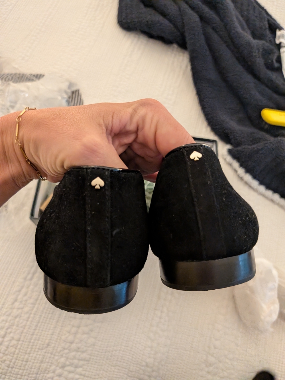 kate spade black velvet suede embroidered lounge fizzy loafers 8.5 - Picture 7 of 9
